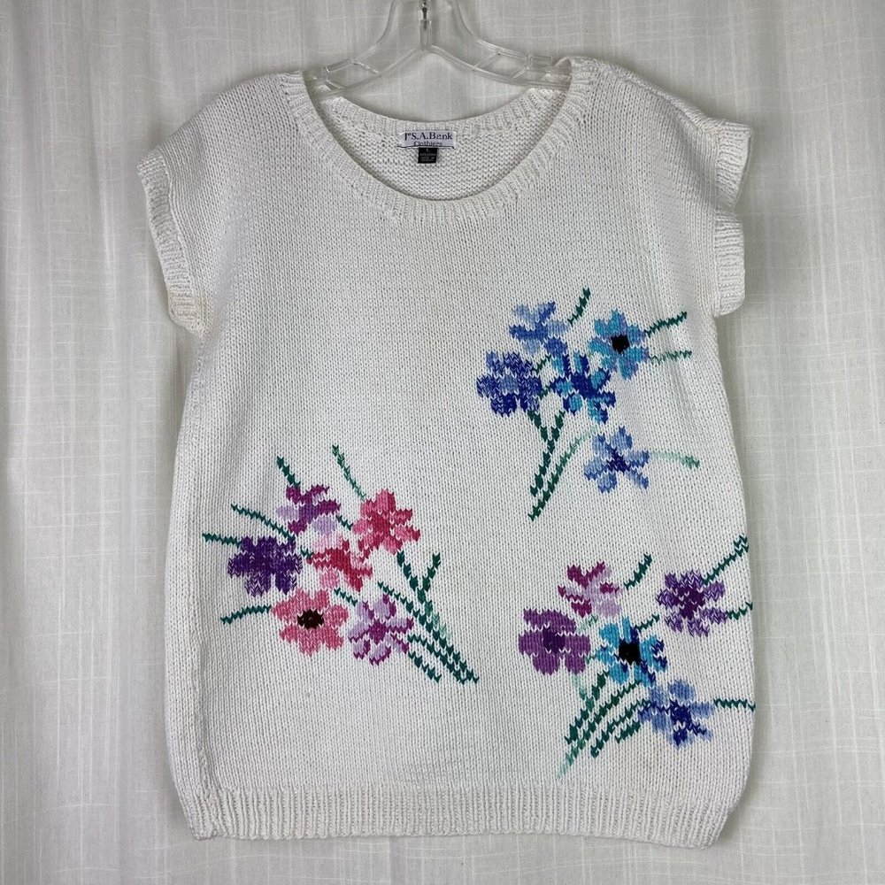 VTG 80's Jos. A. Bank Clothiers Pullover Sweater Floral Women's Large EXCELLENT!